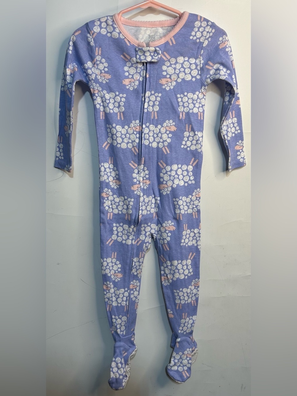 Just One You by Carter's Sheep Purple Footie Zip Front Pajama 18M